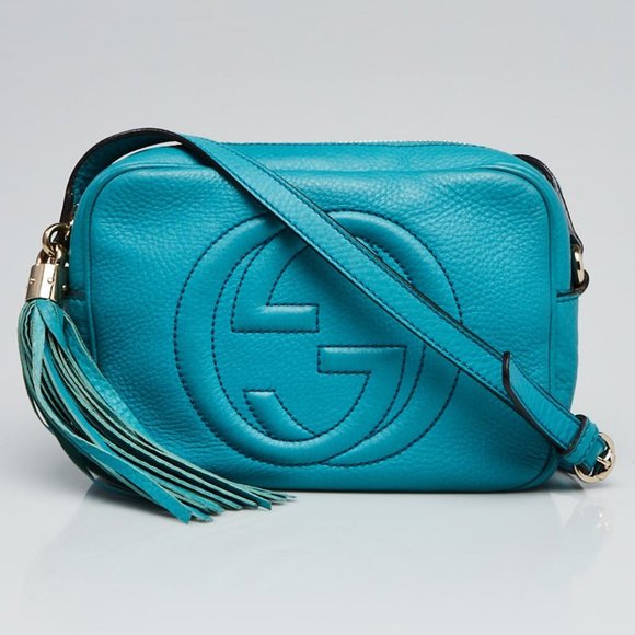 *SALE! Gucci Light Blue Pebbled Leather Soho Disco